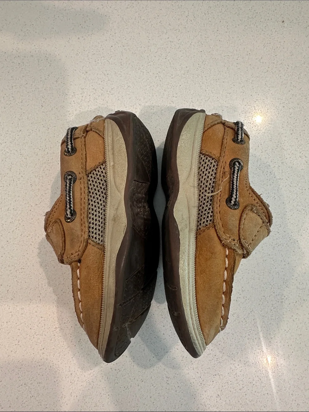 Sperry Kids Tan Leather Moccasin Hook-and-Loop Shoes